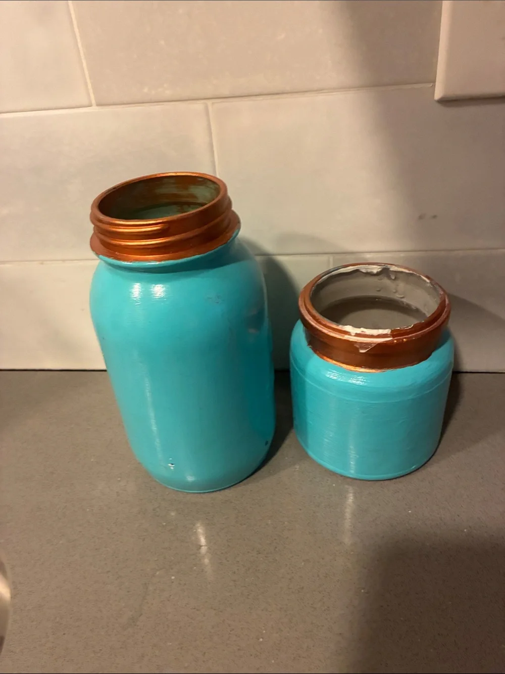 Turquoise Mason Jar Set with Copper Lids - Home Coffee & Tea Storage